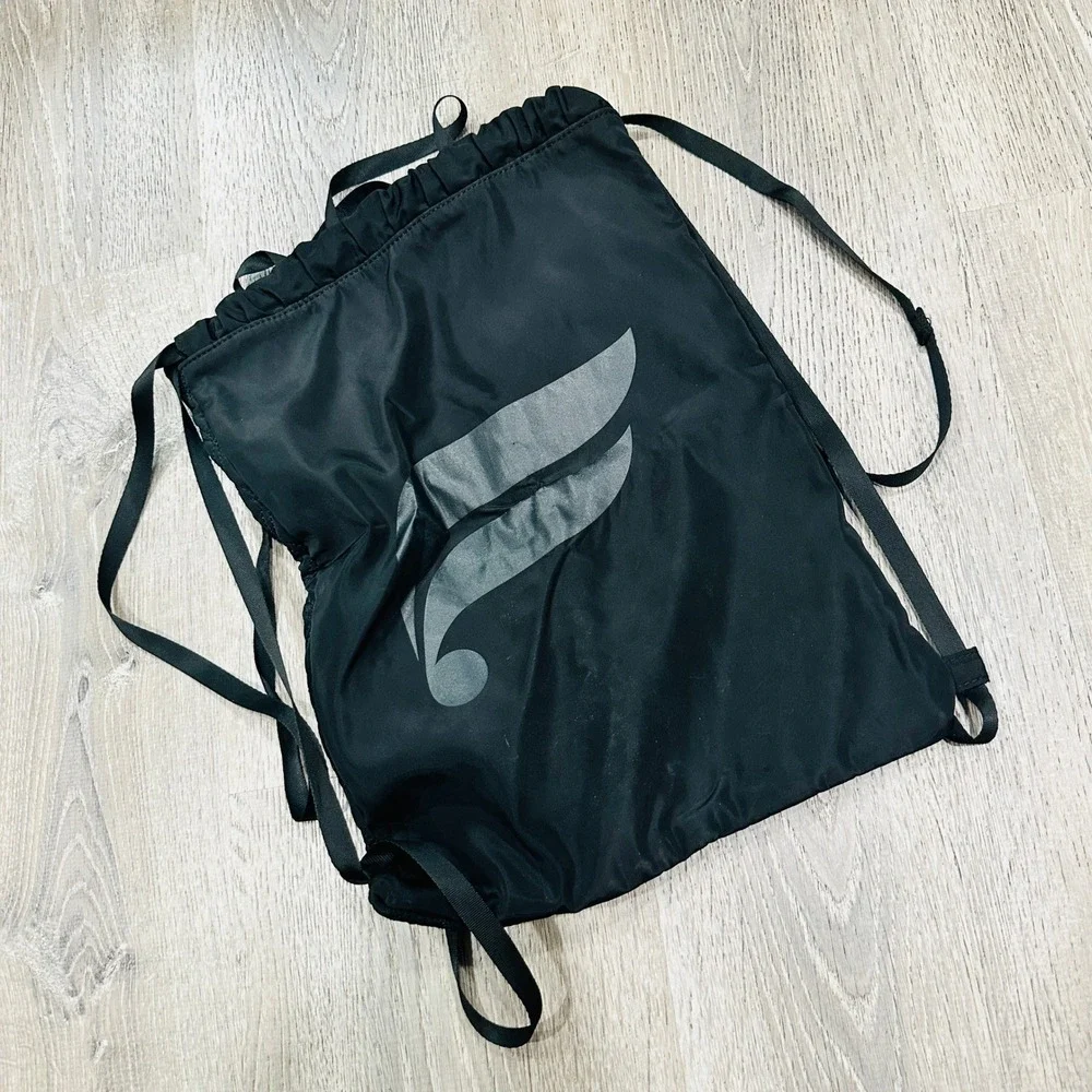 Fabletics Black Drawstring Backpack Quilted‎ Logo Cinch Gym Bag Mens Womens